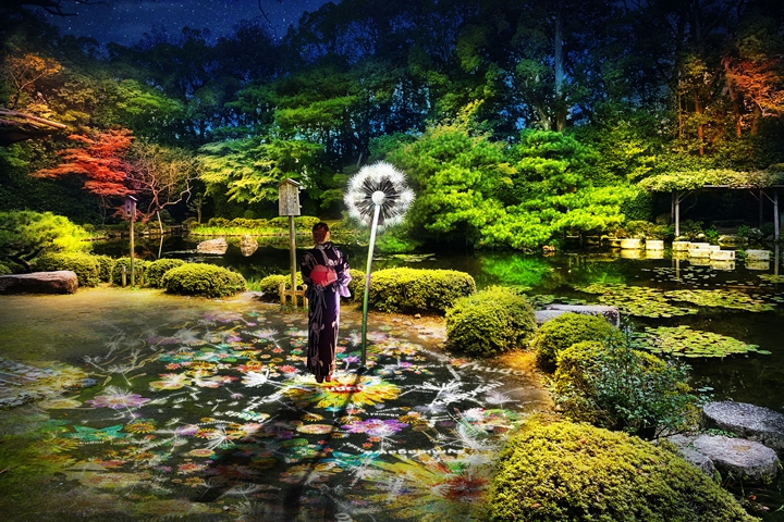 ▲平安神宮神苑臥龍橋周圍也被點綴得華麗無比。　圖：株式会社ネイキッド／來源