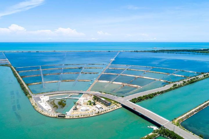 扇形鹽田空拍全景。　圖：台南市政府觀光旅遊局／提供 