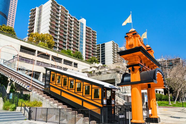 ▲洛杉磯的天使纜車號稱世界最短鐵道。　圖：美國國家旅遊局／提供