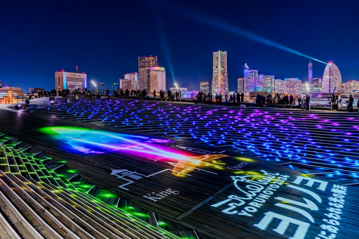 橫濱港大棧橋處是光影秀的主場。　圖：creative light yokohama／提供